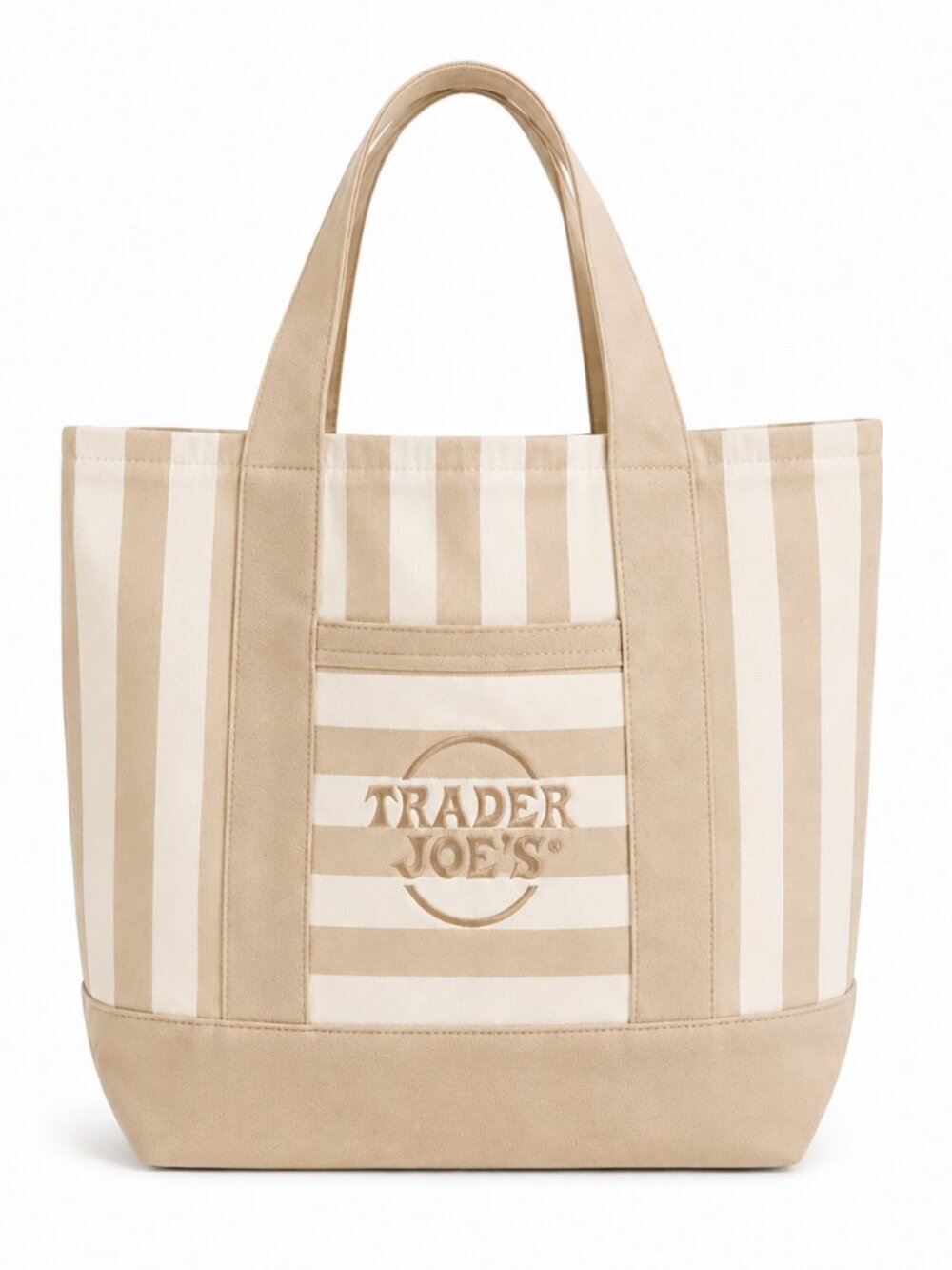 Trader Joe's Desert Sand Striped Mini Canvas Tote Bag NWT Summer 2026